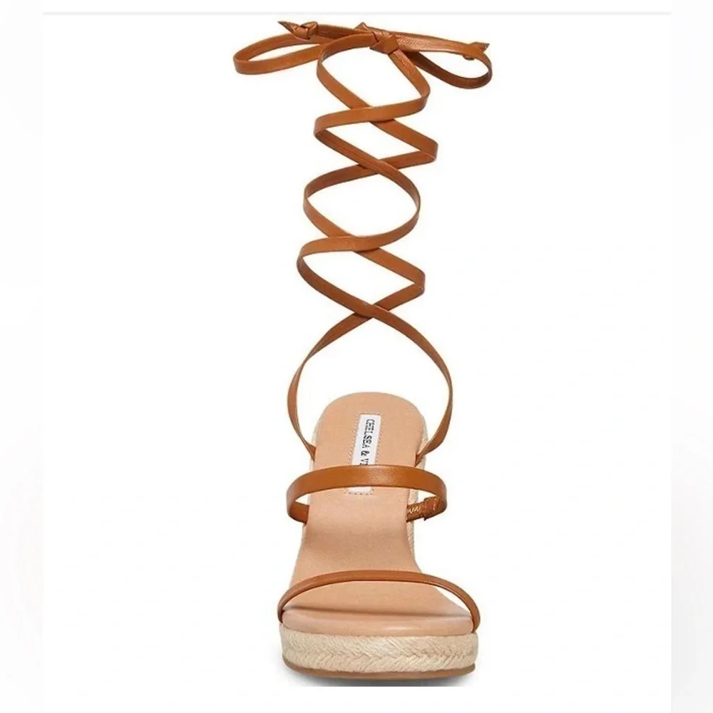 NWT Chelsea & Violet sz 8 Mriah brown leather strappy espadrille sandals